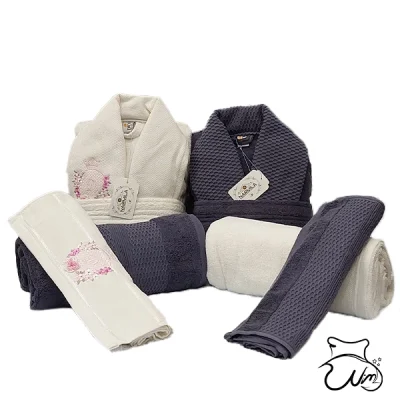 سرویس حوله عروس و داماد 8تکه گلدوزی سه بعدی برند NARMILA