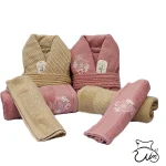 سرویس حوله عروس و داماد 8تکه گلدوزی سه بعدی برند NARMILA